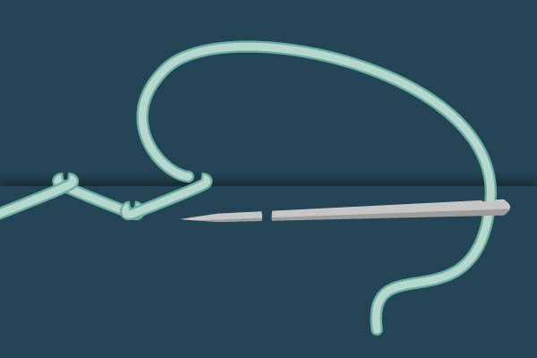 Point de chausson cousu à la main