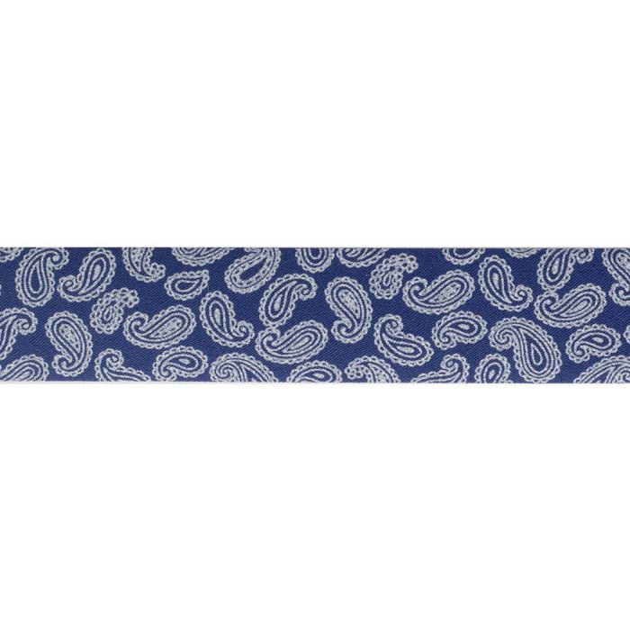 Biais bleu motif cachemire 20mm au mètre Biais bleu motif cachemire 20mm au mètre