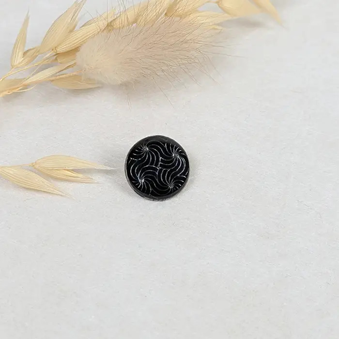 Bouton Etoile Arabesque Noir/Argent 15mm Bouton Etoile Arabesque Noir/Argent 15mm