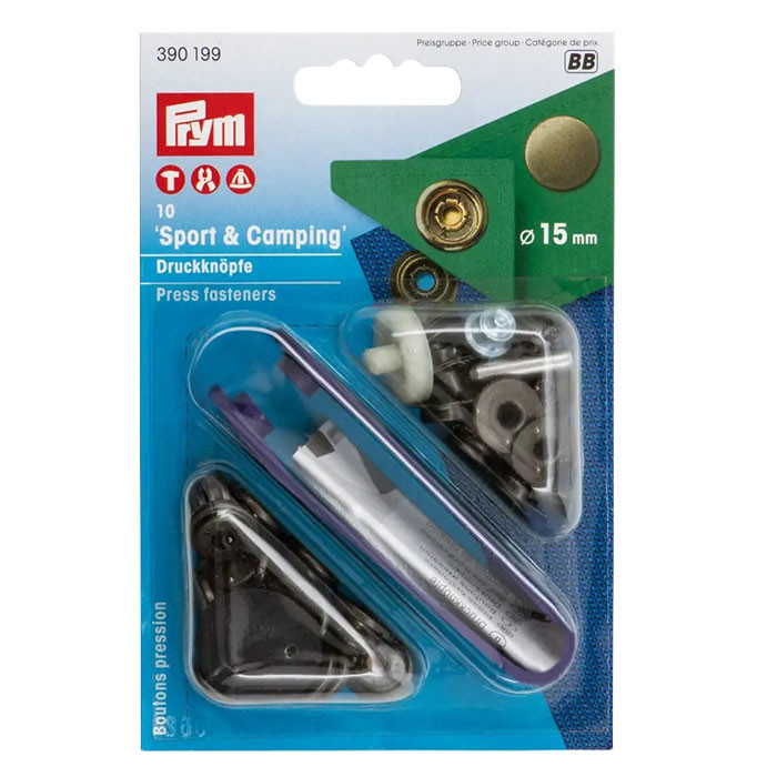 Boutons pression sport & camping 15mm laiton antique Prym Boutons pression sport & camping 15mm laiton antique Prym