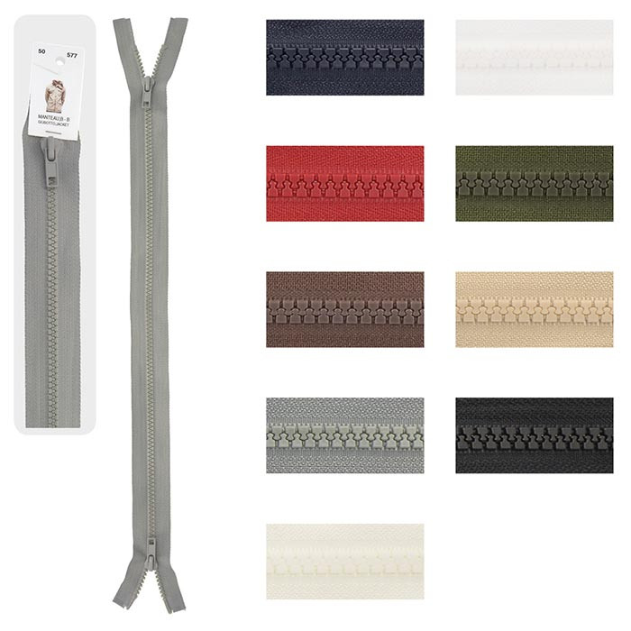 Fermeture à glissière séparable injectée PVC BB 60 cm Fermeture à glissière séparable injectée PVC BB 60 cm