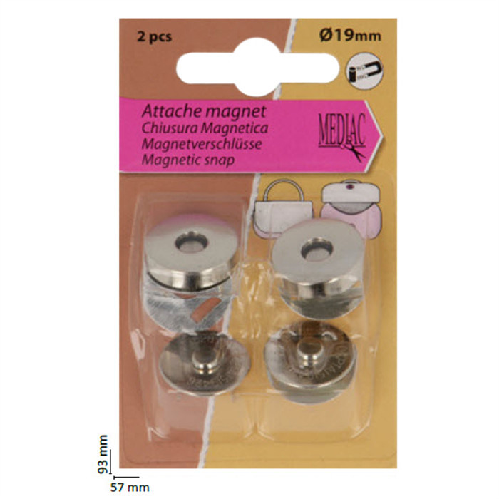 Fermoirs magnétiques 19mm argentés Fermoirs magnétiques 19mm argentés
