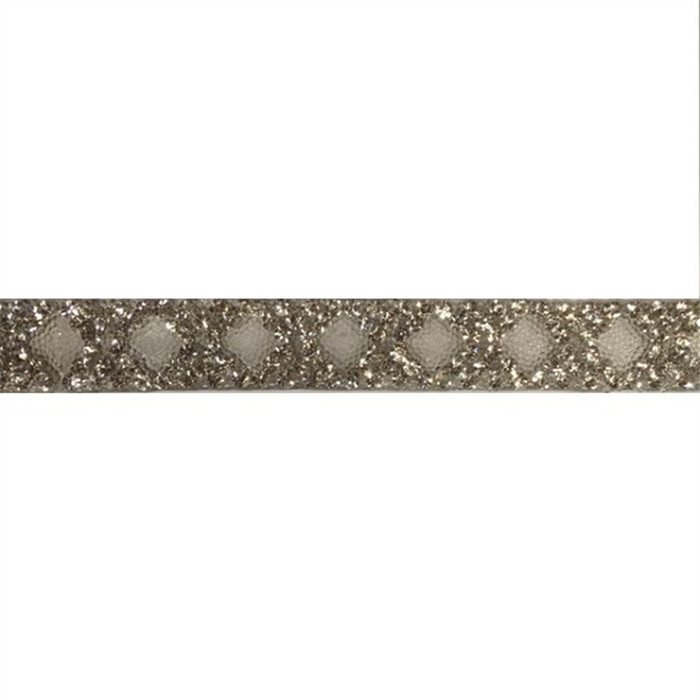 Galon strass thermocol. argent 16mm au mètre Galon strass thermocol. argent 16mm au mètre