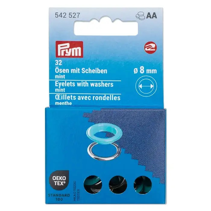 Oeillets et rondelles 8mm menthe Prym Oeillets et rondelles 8mm menthe Prym
