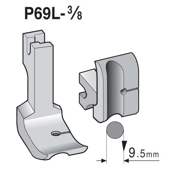Pied passepoil gauche P69L 3/8" (9,5mm) SUISEI Pied passepoil gauche P69L 3/8" (9,5mm) SUISEI