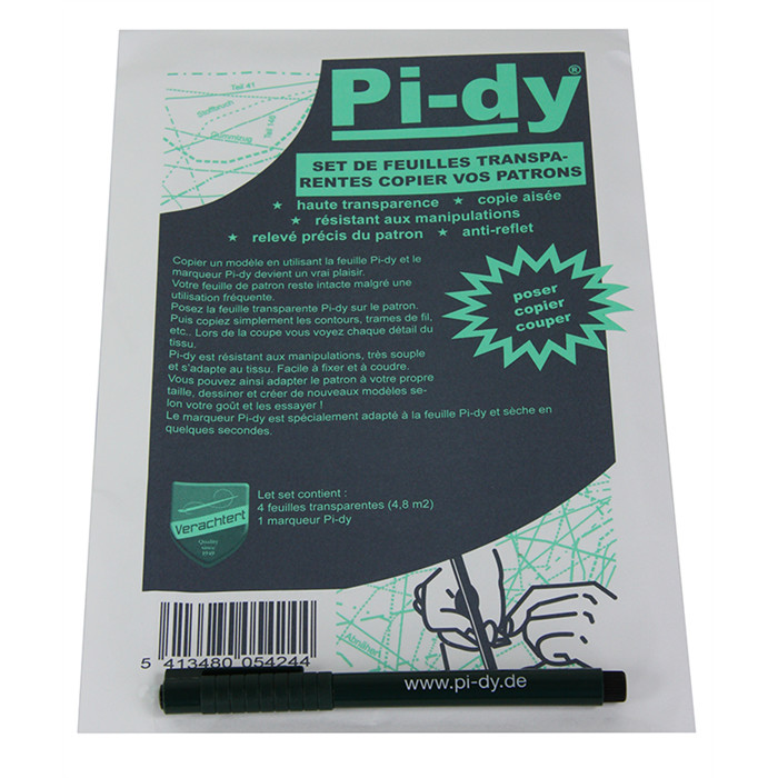 Set feuilles de papier patron transparentes Pi-dy Set feuilles de papier patron transparentes Pi-dy
