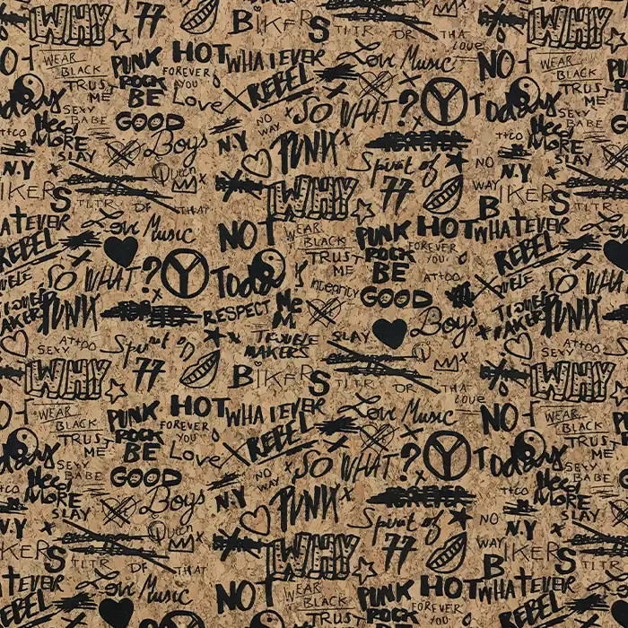 Tissu liège "Graffiti" 66cm par 50cm Tissu liège "Graffiti" 66cm par 50cm