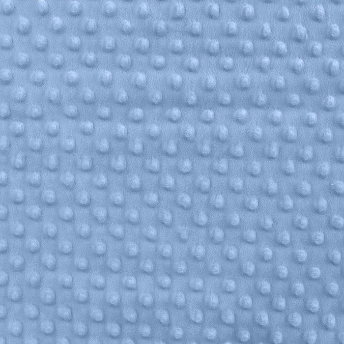 Velours Minky relief à pois bleu ciel 145cm par 50cm Velours Minky relief à pois bleu ciel 145cm par 50cm